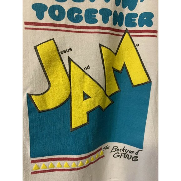 Vintage 1990s JAM Jesus And Me Puffy Print Single Stitch Screen Stars T Shirt XL - Picture 7 of 8